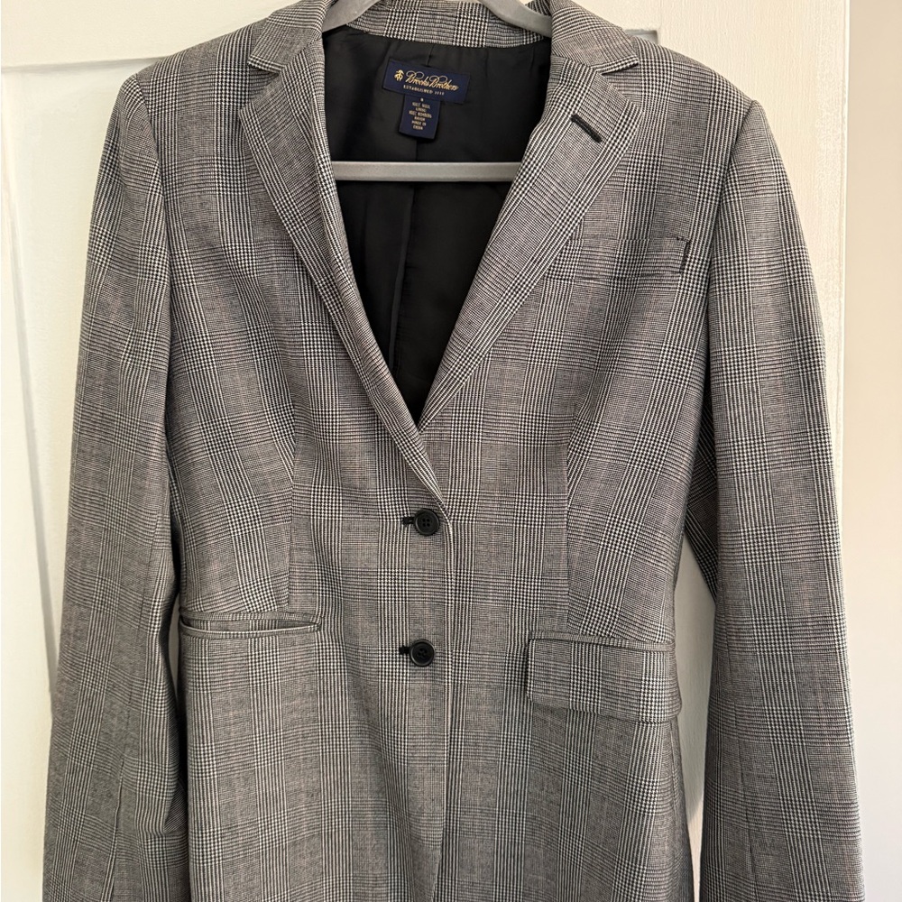 Brooks Brothers Charcoal Plaid Blazer Gray